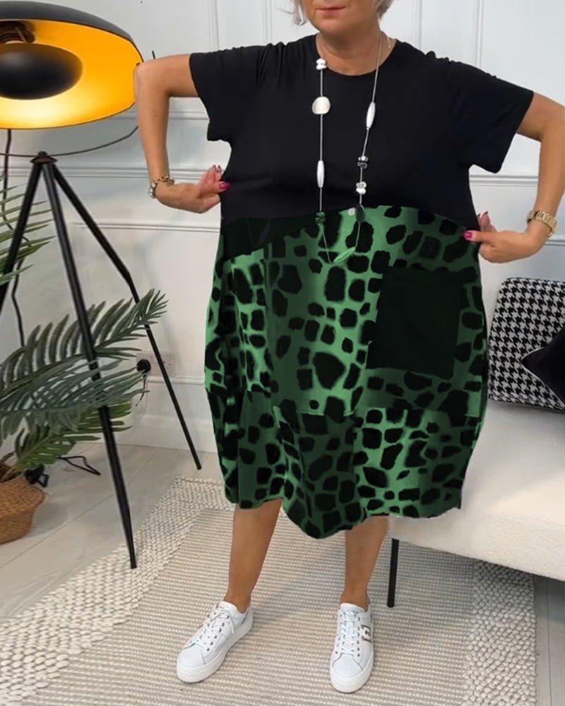 Riva Dark Safari Contrast Midi Dress