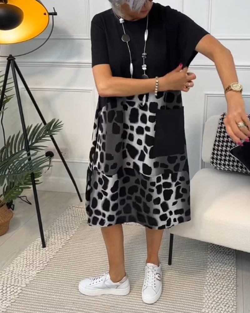 Riva Dark Safari Contrast Midi Dress