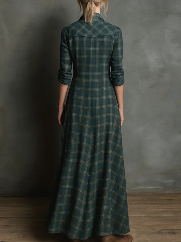 Luna Rustic Plaid Western Maxi Dress