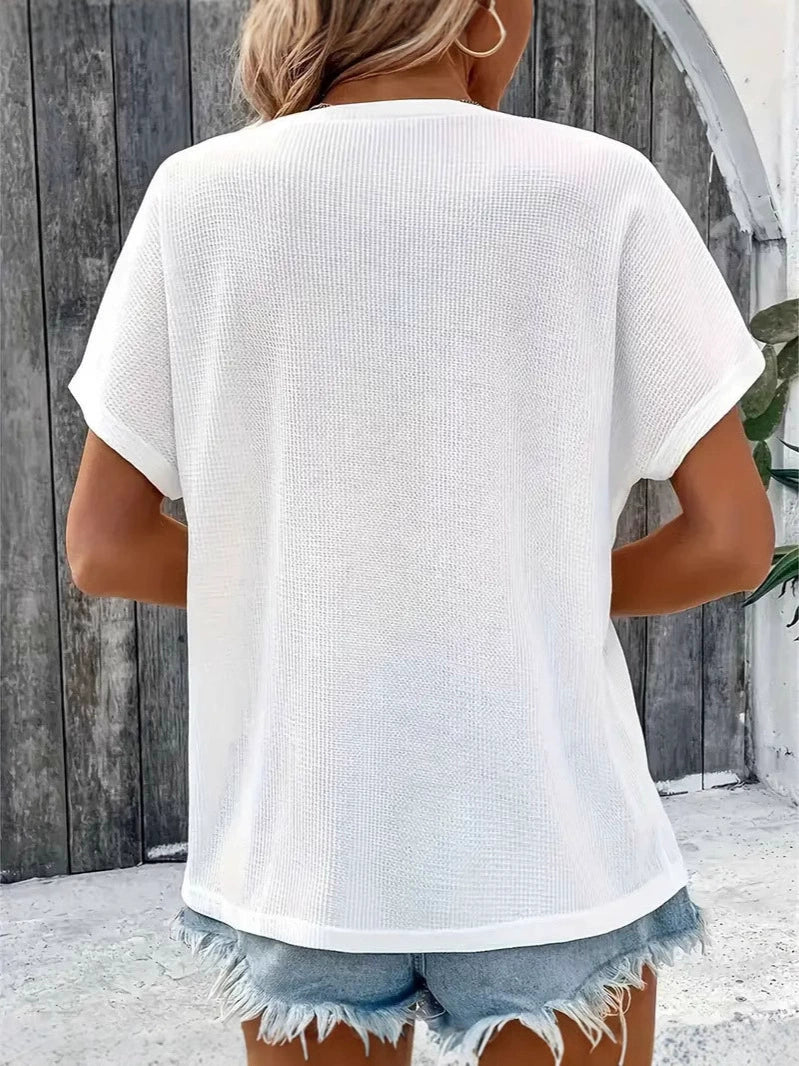 Zoe Short-Sleeved Casual Button Blouse