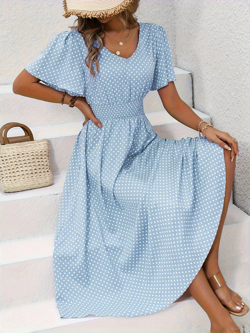 Anne Polka Dot Elegant Midi Dress